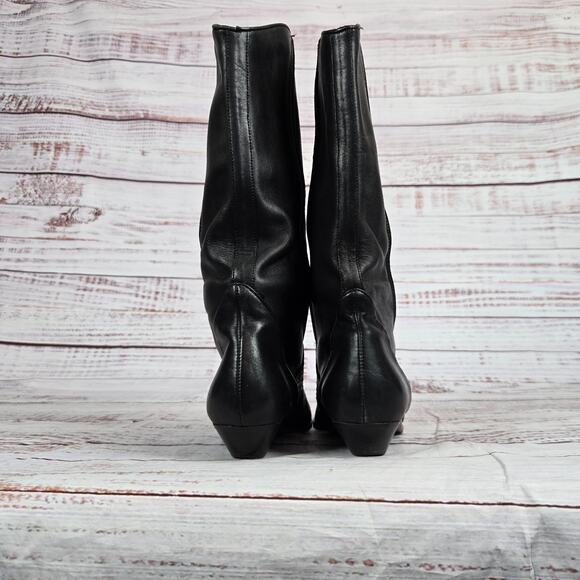 Architect Black Leather Ellis Boots Size 6.5M Pull on Woven Mixed Weave Western - Picture 5 of 10